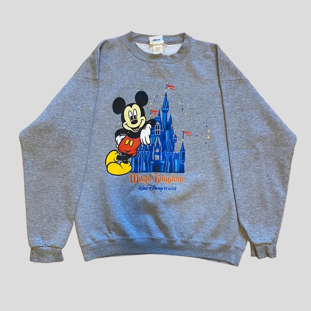Vintage Disney Magic Kingdom Mickey Mouse Grey Sweatshirt